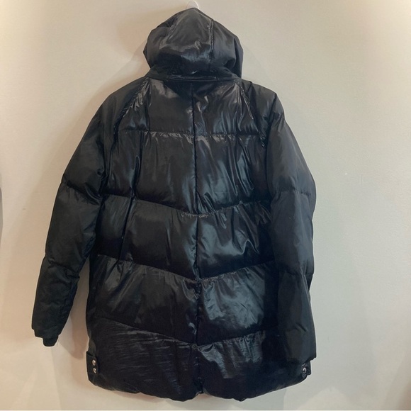 SAM EDELMAN Sz XL Hooded Shiny Reflective Back Zipper Pockets Puffer Coat Jacket - Picture 6 of 11